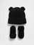 Bebek Siyah Cashsoft Ayı Bere & Eldiven Set 1