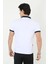 Erkek Yakalı Slim Fit Baskılı T-Shirt - Beyaz 2