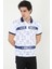 Erkek Yakalı Slim Fit Baskılı T-Shirt - Beyaz 4