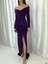 Kayık Yaka Kadife Abiye 582273 Mor 1