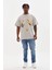 Unisex Baskılı Oversize T-Shirt - Gri 4