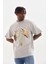 Unisex Baskılı Oversize T-Shirt - Gri 5