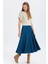 Süet A Kesim Midi Etek Mavi 1