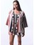 Shay Striped Etnik Desen V Yaka Oversize Kimono 5