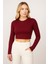 Kadın Buzy Kumaş Parmak Geçmeli Bordo Crop Body| Uzun Kollu – Likralı 1