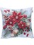 Belıeve Kırmızı Çiçekli Yılbaşı Süsleri Jakarlı Dokuma Goblen Dekoratif Simli Kırlent 45*45 2