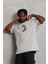 Unisex Oversize Baskılı Bisiklet Yaka T-Shirt - Gri 1