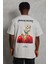 Unisex Oversize Baskılı Bisiklet Yaka T-Shirt - Gri 5