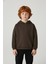 Unisex Çocuk Basic Pamuklu Kapüşonlu Sweatshirt - Kahverengi 1