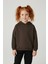 Unisex Çocuk Basic Pamuklu Kapüşonlu Sweatshirt - Kahverengi 2