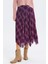 Desenli Şifon Midi Bohem Etek Mor 3
