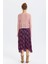 Desenli Şifon Midi Bohem Etek Mor 5
