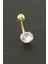 Yuvarlak Zirkon Taşlı Çelik Piercing 1 Adet 1