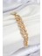 Pirinç Zirkon Taşlı Küba Zincir Model Gold Renk Kadın Bileklik - TJ-BB7533 1