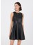 Bisiklet Yaka Düz Siyah Mini Kadın Elbise F5WL-ELB0400 1