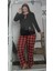 Büyük Beden Uzun Kollu Lacivert Kadın Pijama Takımı 1