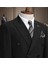 Slim Fit, Kruvaze, Cift Cepli, Erkek Takım Elbise, Kırlangıç Yaka, Siyah 2