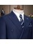 Erkek Takım Elbise, Slim Fit, Kırlangıç Yaka, Kruvaze, Lacivert 2