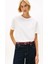 Ikonik Şeritli Pike Bisiklet Yaka Kısa Kollu Kadın Beyaz T-Shirt WW0WW47310YBL 1
