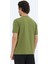 Yeşil Düz Bisiklet Yaka Pamuk Karışımlı T-Shirt 5