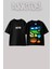 Mıneworld Tasarım Sırt Baskılı Pamuk Siyah Oversize T-Shirt 1