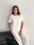 Kadın Modal Kumaş Bisiklet Yaka Tshirt Eşofman Takımı 1