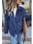 Indigo Inci Düğmeli Astarlı Yün Karışımlı Oversize Ceket 4