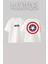 Captaın Amerıka Kalcan Tasarım Sırt Baskılı Pamuk Beyaz Oversize T-Shirt 1