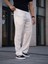 Erkek Keten Cepli Çıma Dikişli Jogger Buggy Pantalon Rahat Kalıp - Beyaz 1