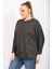Kadın Antrasit Rahat Kesim Düşük Kollu Simli Tunik 65N35495 2