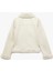 Cepli Fermuarlı Uzun Kollu Peluş Yaka Süet Görünümlü Crop Biker Ceket 4