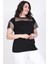 Önü Ve Kolları Tül Detaylı Tişört 2