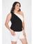Tek Omuzlu Ribanalı Crop Top 2