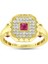 Renkli Taşlı Altın Yüzük - 14K 21