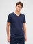 Erkek Lacivert Jarse V-Yaka tshirt 8