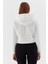 Kapüşonlu Kısa Sweatshirt Ekru 5