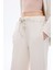 Dikiş Detaylı Yumuşak Dokulu Bol Paça Pantolon Bej 8