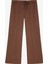 Dikiş Detaylı Yumuşak Dokulu Bol Paça Pantolon Kahverengi 7