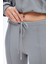 Beli Bağcıklı Dikiş Detaylı Ispanyol Paça Pantolon Gri 4