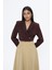 Kruvaze Crop Blazer Ceket Kahverengi 8