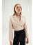 Kruvaze Crop Blazer Ceket Taş 9