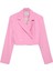 Kruvaze Crop Blazer Ceket Pembe 7
