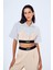 Beli Lastikli Çizgi Detaylı Crop Gömlek Ekru 6
