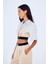 Beli Lastikli Çizgi Detaylı Crop Gömlek Ekru 9