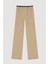 Beli Lastikli Yazı Detaylı Bol Paça Pantolon Bej 7