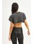 Crop Basic Tişört Antrasit 10