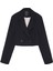 Vatka Detaylı Crop Blazer Ceket Lacivert 7