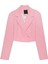 Vatka Detaylı Crop Blazer Ceket Pembe 7