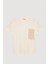 Püskül Cep Detaylı Tişört Ekru 4