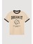 Biye Yakalı Baskılı Tişört Bej 5